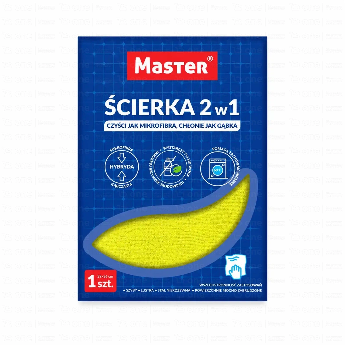 Ścierka 2w1 mikrofibra + gąbka PU 29x36 cm 300 g/m² mix kolorów S295 MASTER