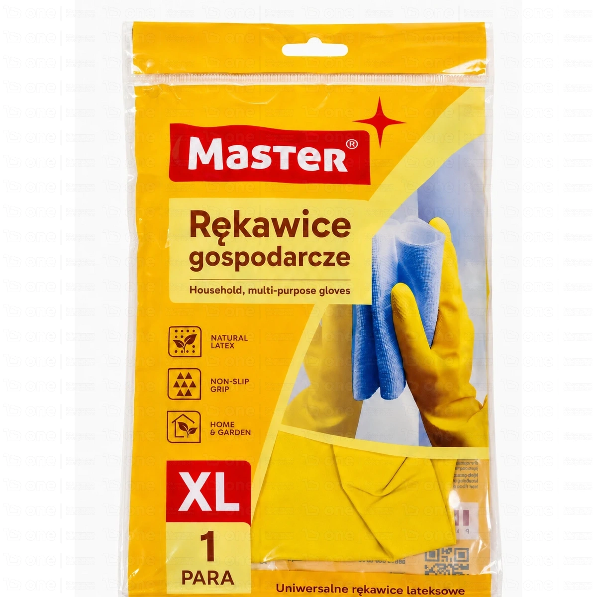 Rękawice gospodarcze lateksowe żółte, XL, flokowane bawełną MASTER S439